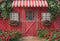 Kate Fraises Chalet Rouge Jardin Toile de fond conçue par Emetselch - Kate Backdrop FR