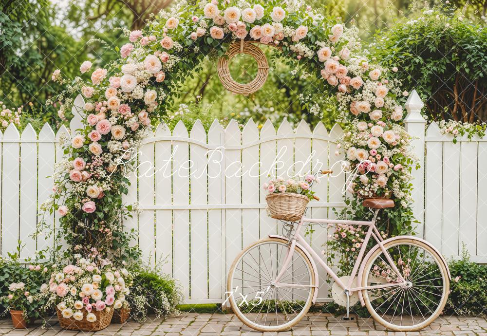 Kate Fleurs Arche Vélo Jardin Clôture Toile de fond conçue par Emetselch - Kate Backdrop FR
