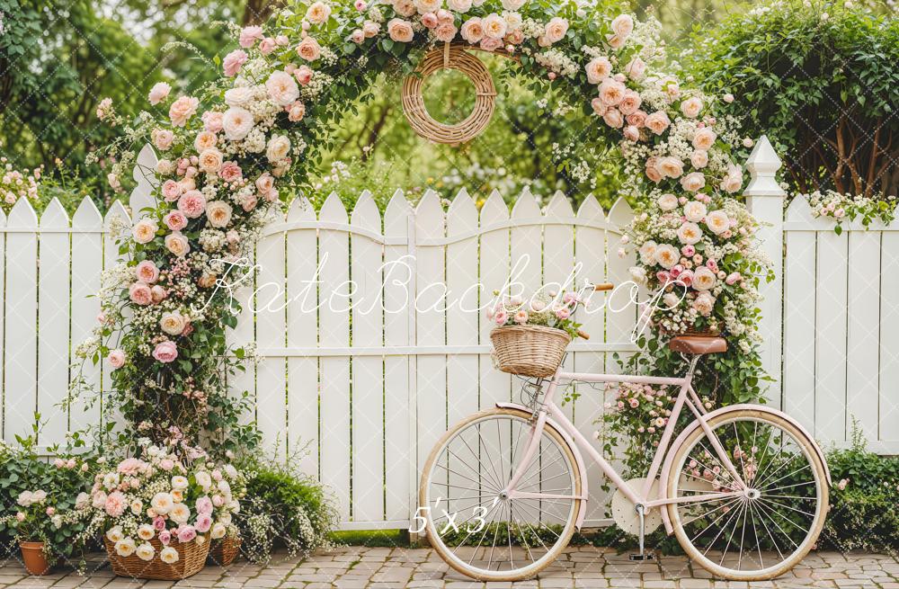 Kate Fleurs Arche Vélo Jardin Clôture Toile de fond conçue par Emetselch - Kate Backdrop FR