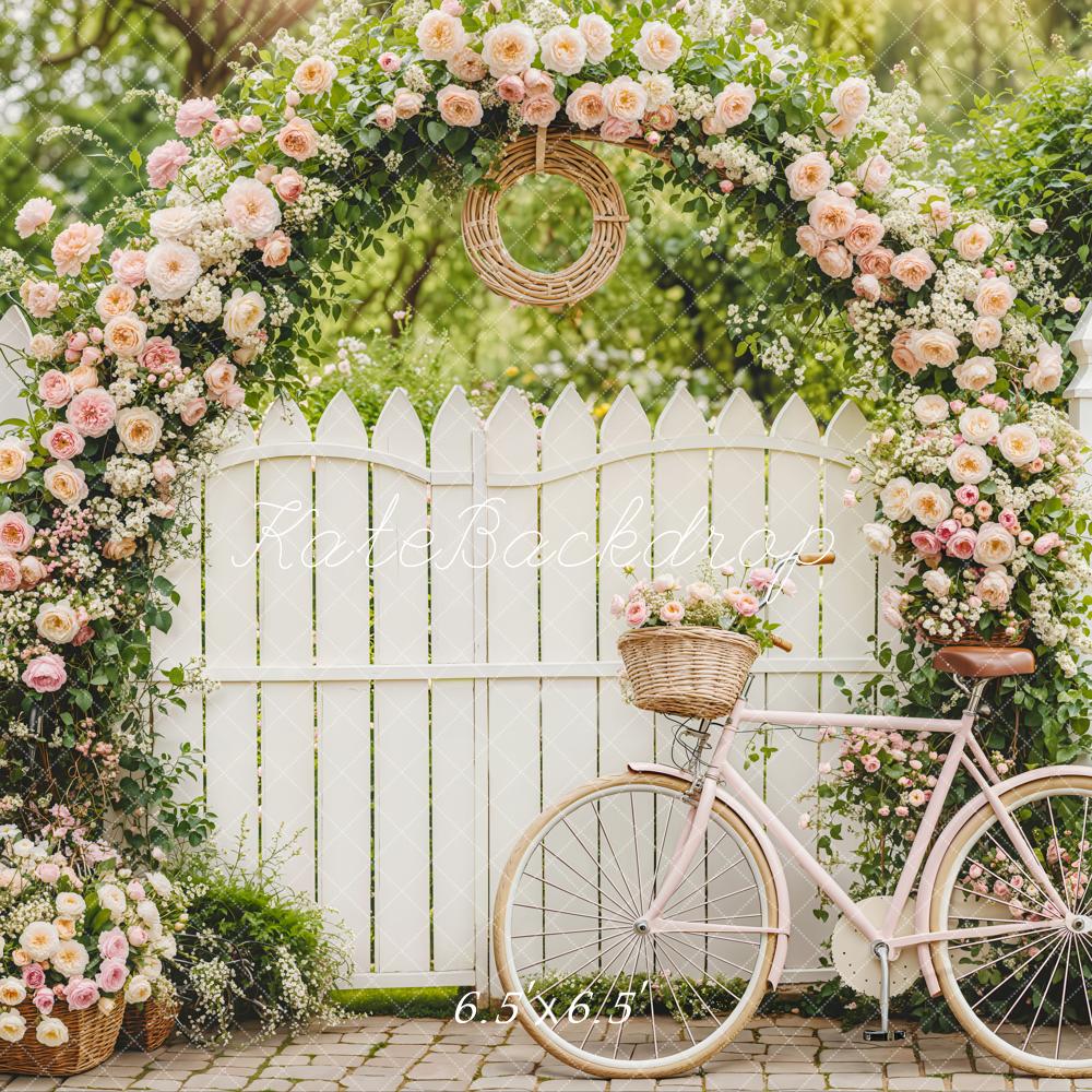 Kate Fleurs Arche Vélo Jardin Clôture Toile de fond conçue par Emetselch - Kate Backdrop FR