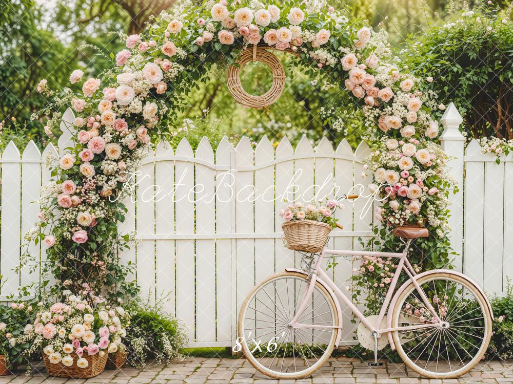 Kate Fleurs Arche Vélo Jardin Clôture Toile de fond conçue par Emetselch - Kate Backdrop FR