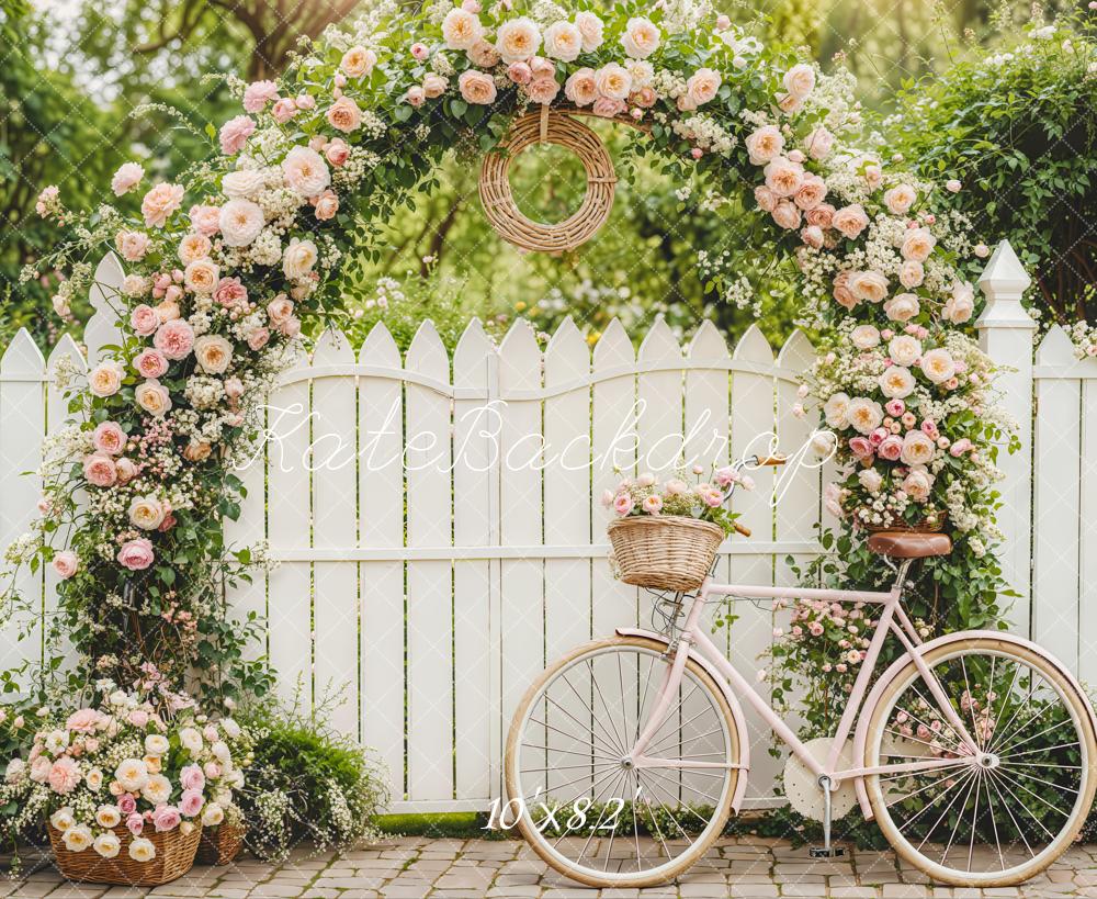 Kate Fleurs Arche Vélo Jardin Clôture Toile de fond conçue par Emetselch - Kate Backdrop FR
