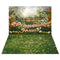 Kate Pâques Jardin Fleurs Carottes Clôture Toile de fond+Printemps Herbe Fleurs Sol Toile de fond - Kate Backdrop FR