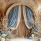 Kate Rideaux Arche Élégant Bohème Bleu Beige Toile de fond conçue par Patty Roberts - Kate Backdrop FR