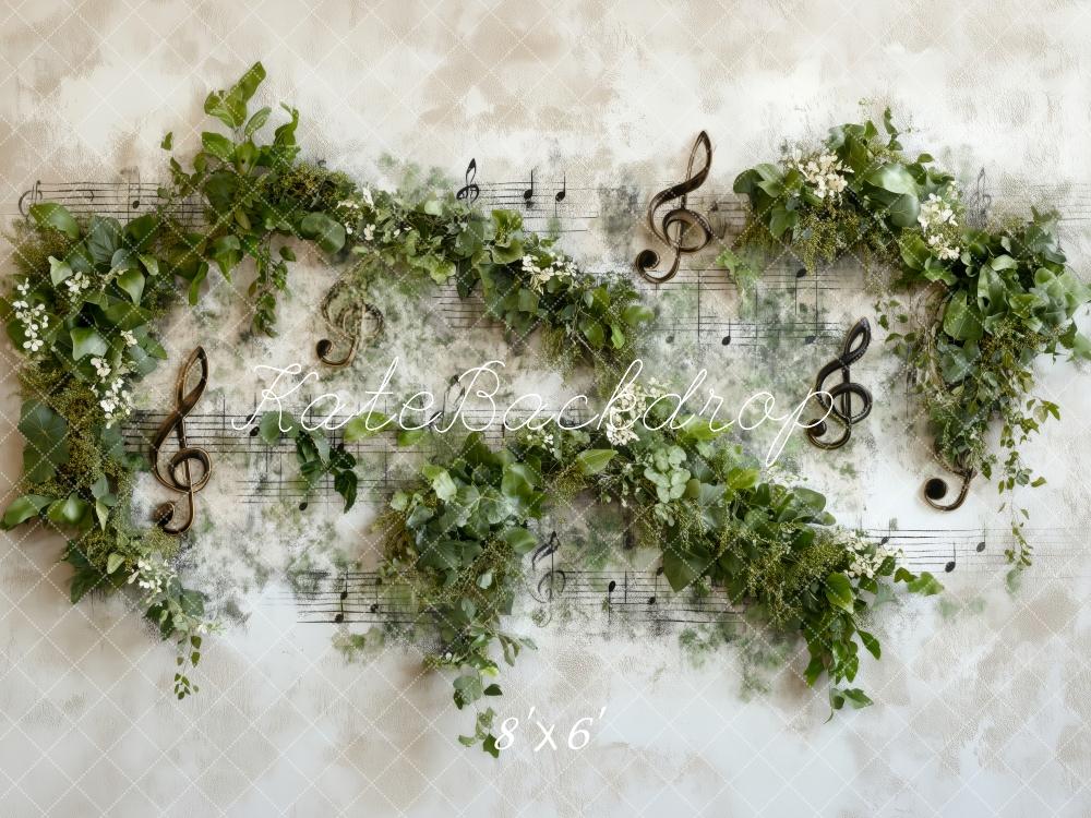 Kate Printemps Notes de Musique Verdure Toile de fond conçue par Patty Roberts - Kate Backdrop FR