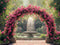 Kate Arche Roses Fontaine Jardin Printemps Toile de fond conçue par Patty Roberts - Kate Backdrop FR
