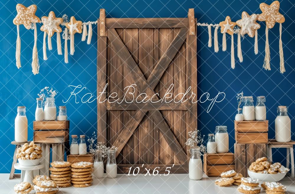 Kate Porte en Bois Lait Biscuits Rustique Toile de fond conçue par Patty Roberts - Kate Backdrop FR