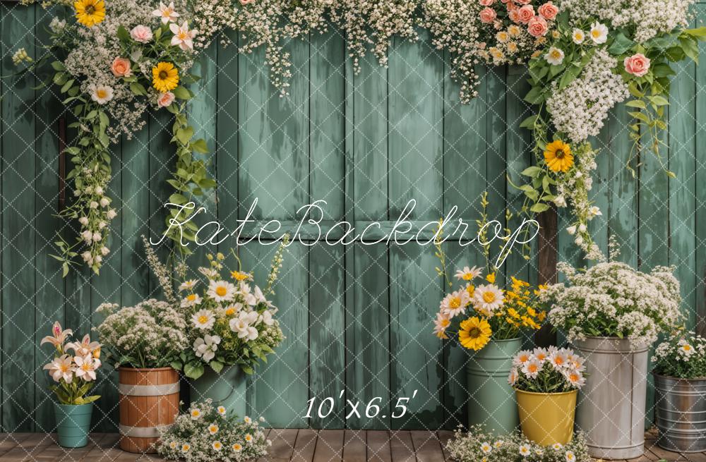Kate Printemps Fleur Porte Rustique Vert Toile de fond conçue par Emetselch - Kate Backdrop FR