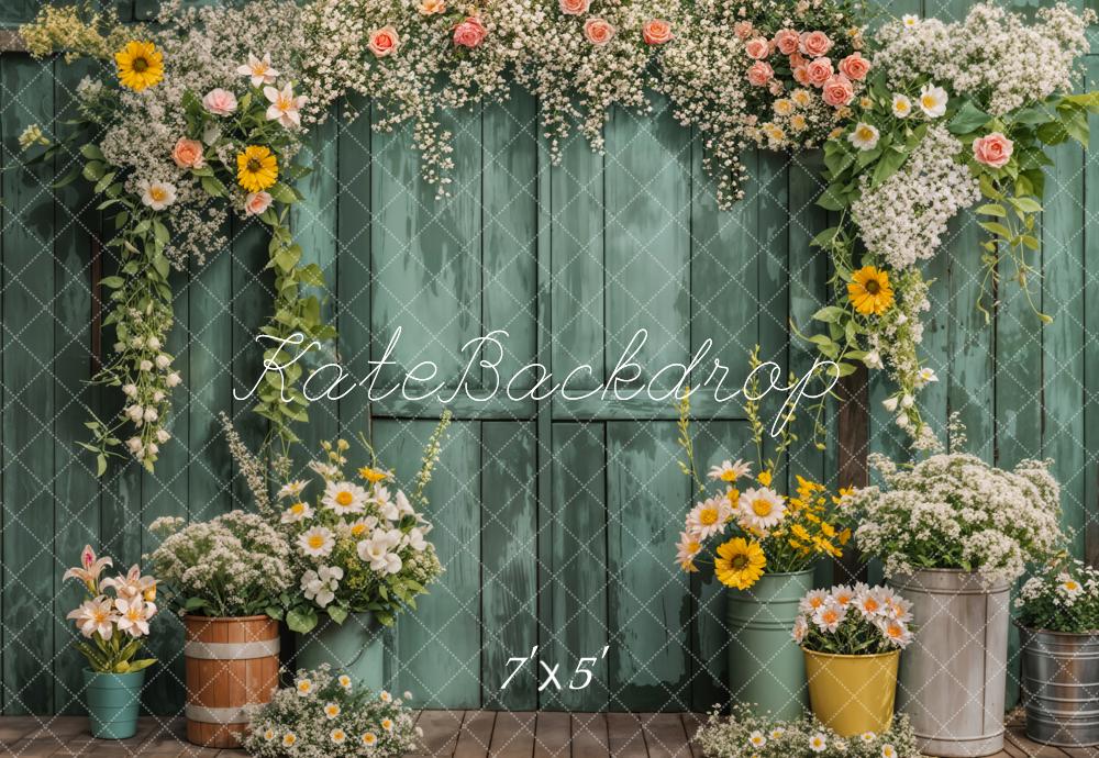 Kate Printemps Fleur Porte Rustique Vert Toile de fond conçue par Emetselch - Kate Backdrop FR