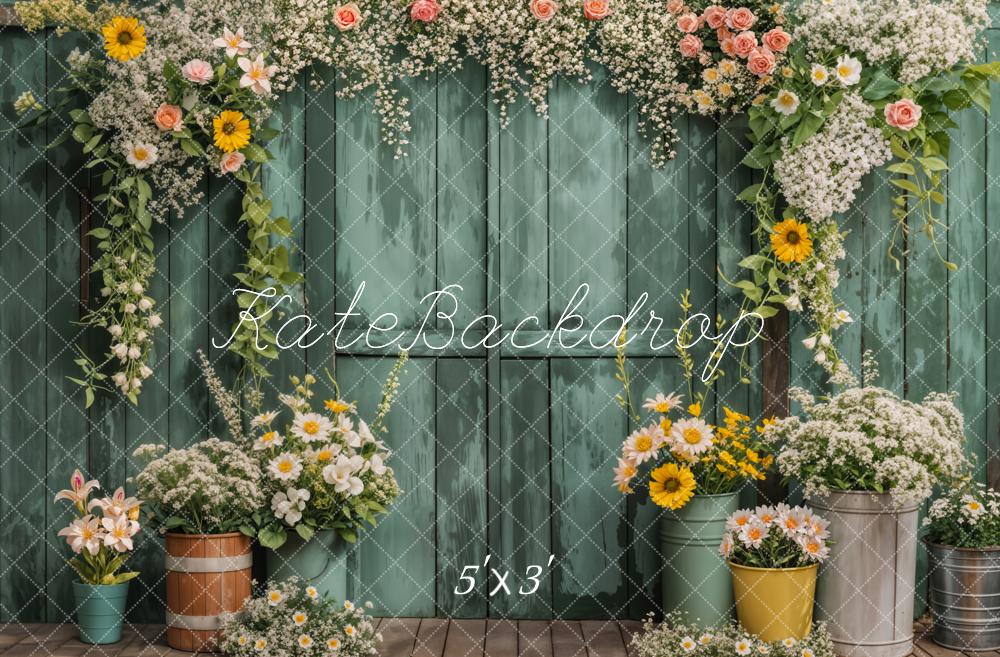 Kate Printemps Fleur Porte Rustique Vert Toile de fond conçue par Emetselch - Kate Backdrop FR