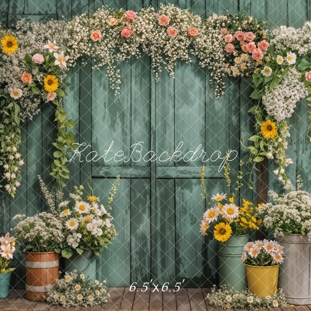 Kate Printemps Fleur Porte Rustique Vert Toile de fond conçue par Emetselch - Kate Backdrop FR