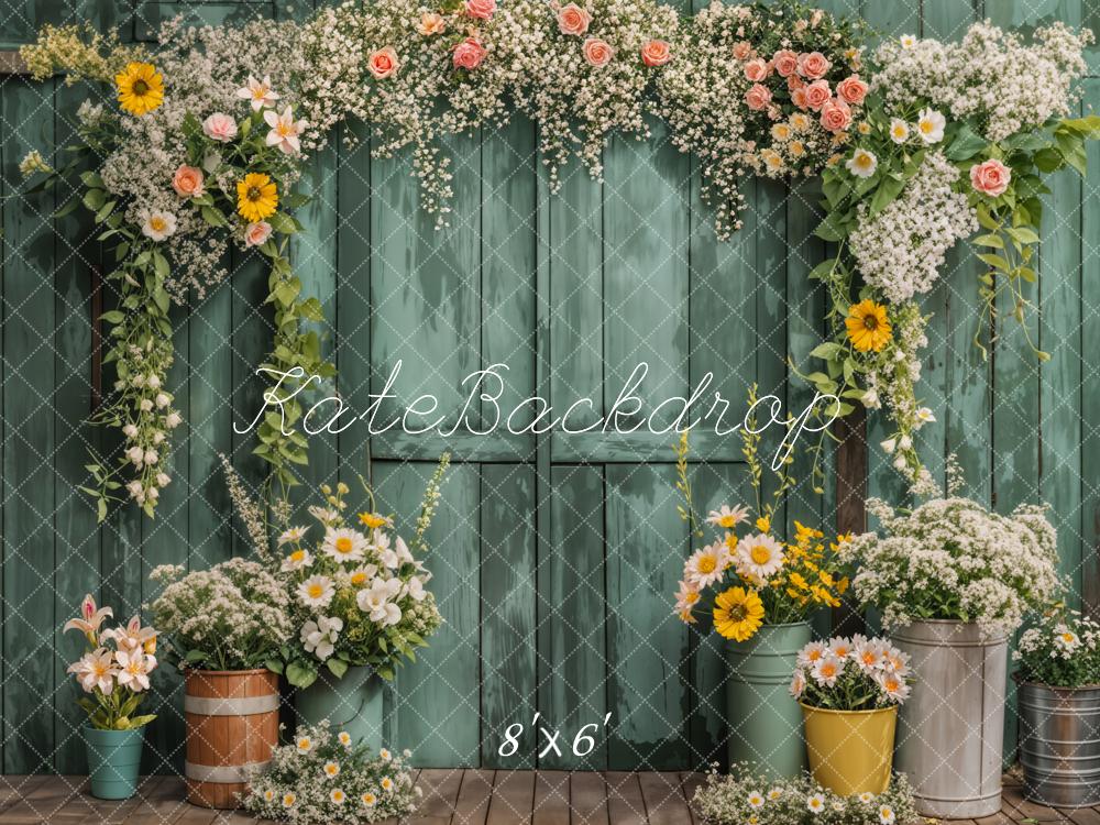 Kate Printemps Fleur Porte Rustique Vert Toile de fond conçue par Emetselch - Kate Backdrop FR