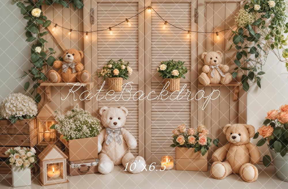 Kate Anniversaire Ours en peluche Porte Lumières Toile de fond conçue par Emetselch - Kate Backdrop FR