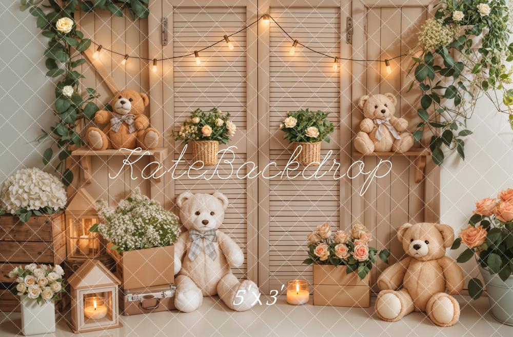 Kate Anniversaire Ours en peluche Porte Lumières Toile de fond conçue par Emetselch - Kate Backdrop FR