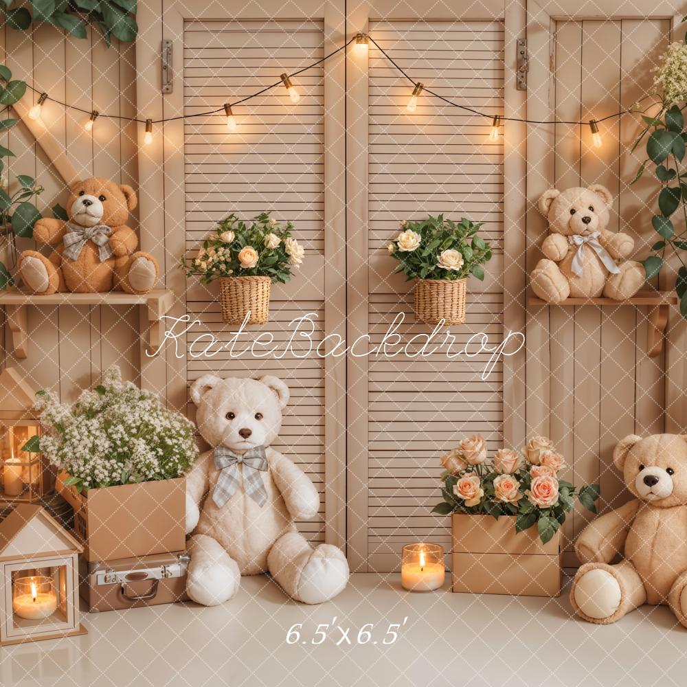 Kate Anniversaire Ours en peluche Porte Lumières Toile de fond conçue par Emetselch - Kate Backdrop FR