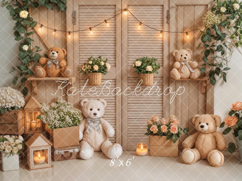 Kate Anniversaire Ours en peluche Porte Lumières Toile de fond conçue par Emetselch - Kate Backdrop FR