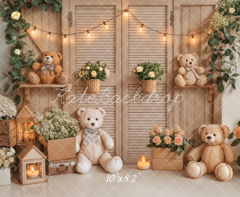 Kate Anniversaire Ours en peluche Porte Lumières Toile de fond conçue par Emetselch - Kate Backdrop FR
