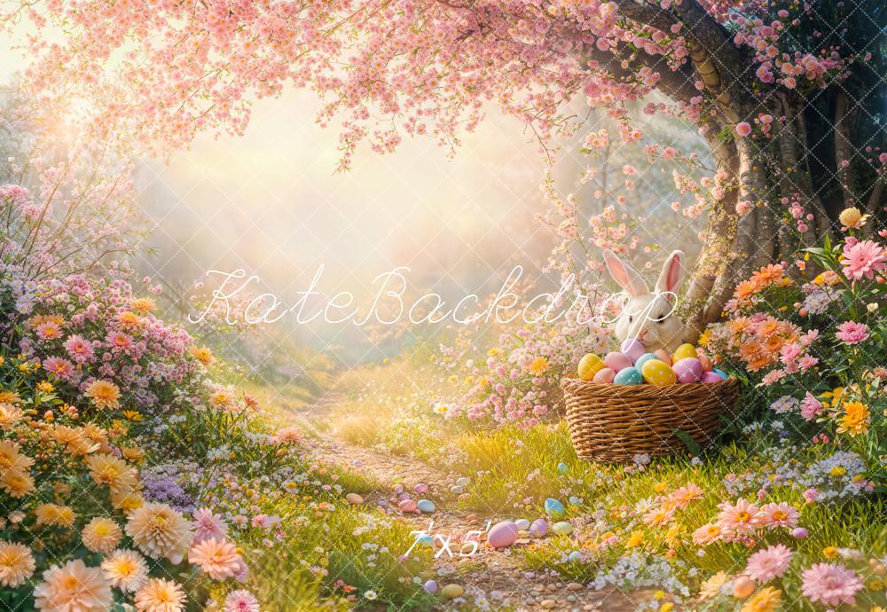Kate Pâques Lapin Fleurs Cerisier Chemin Toile de fond conçue par Emetselch - Kate Backdrop FR