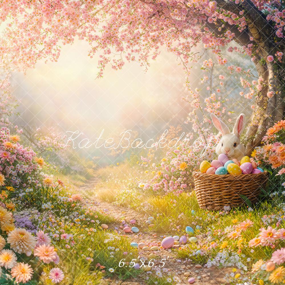 Kate Pâques Lapin Fleurs Cerisier Chemin Toile de fond conçue par Emetselch - Kate Backdrop FR