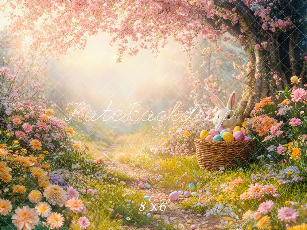 Kate Pâques Lapin Fleurs Cerisier Chemin Toile de fond conçue par Emetselch - Kate Backdrop FR