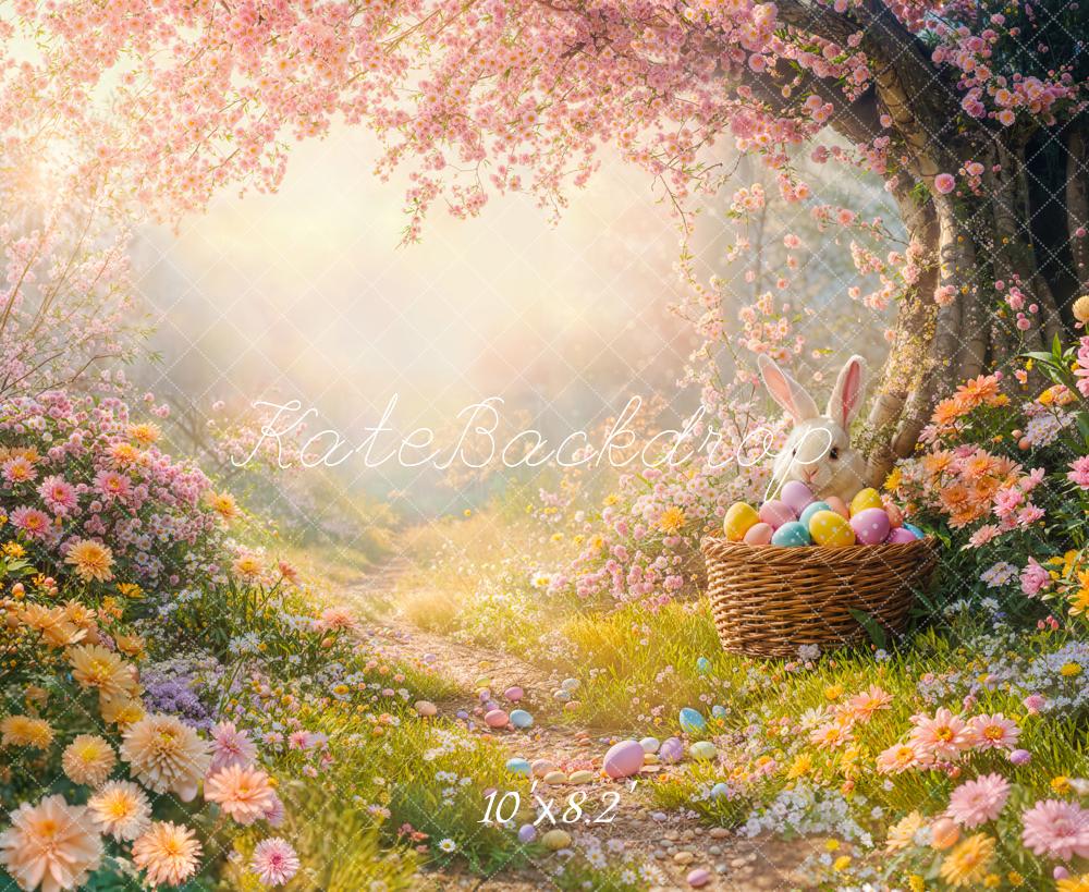 Kate Pâques Lapin Fleurs Cerisier Chemin Toile de fond conçue par Emetselch - Kate Backdrop FR