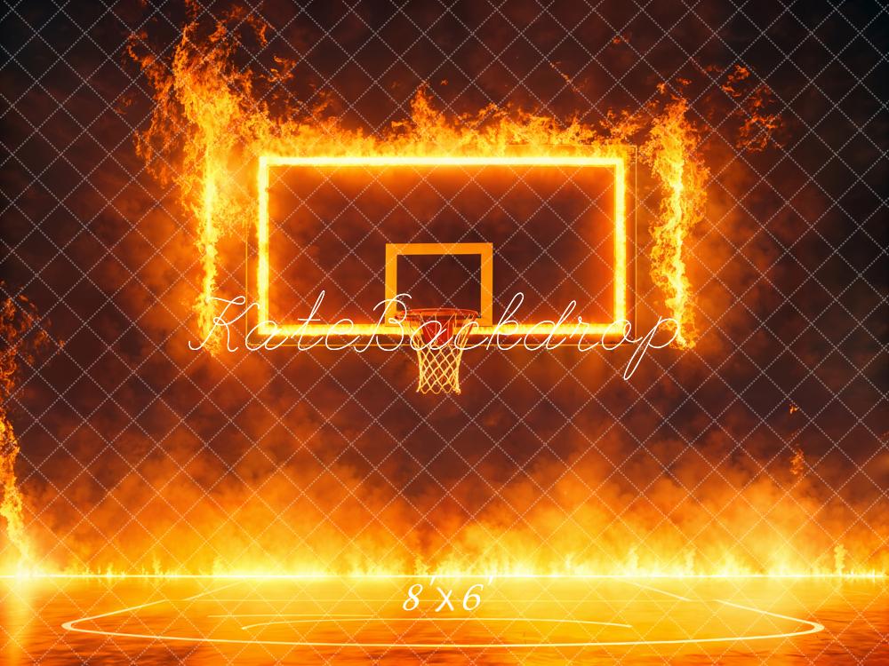 Kate Sports Feu Panier de basket Toile de fond conçue par Emetselch - Kate Backdrop FR