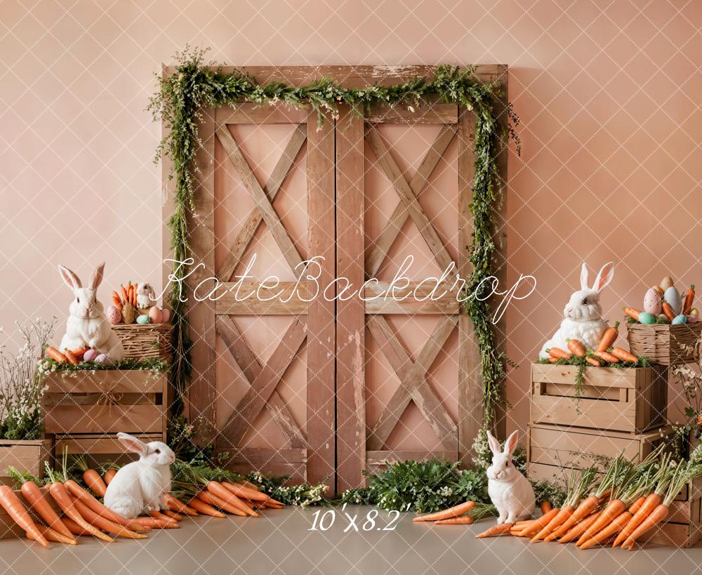 Kate Pâques Lapin Rustique Porte Carottes Toile de fond conçue par Emetselch - Kate Backdrop FR