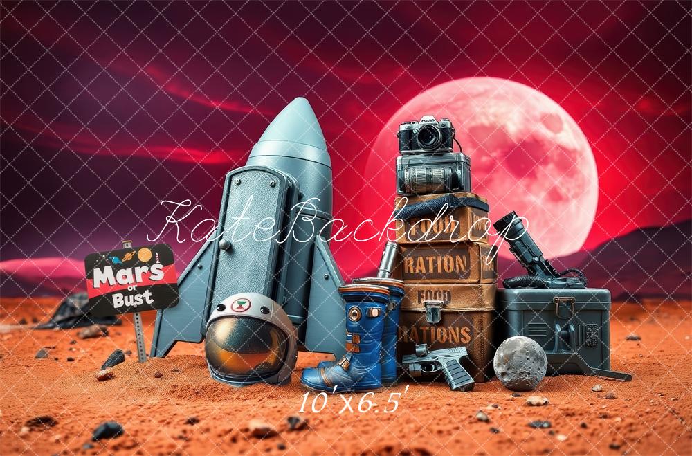 Kate Mars Fusée Astronaute Aventure Espace Toile de fond conçue par Laura Bybee - Kate Backdrop FR