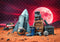 Kate Mars Fusée Astronaute Aventure Espace Toile de fond conçue par Laura Bybee - Kate Backdrop FR