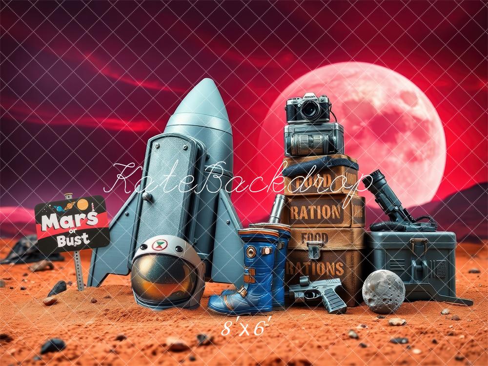 Kate Mars Fusée Astronaute Aventure Espace Toile de fond conçue par Laura Bybee - Kate Backdrop FR