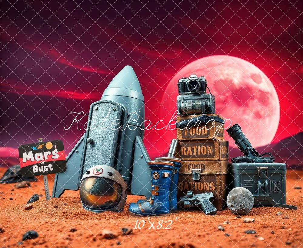 Kate Mars Fusée Astronaute Aventure Espace Toile de fond conçue par Laura Bybee - Kate Backdrop FR