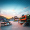 Kate Sports Skate Parc Graffiti Coucher de soleil Toile de fond conçue par Laura Bybee - Kate Backdrop FR