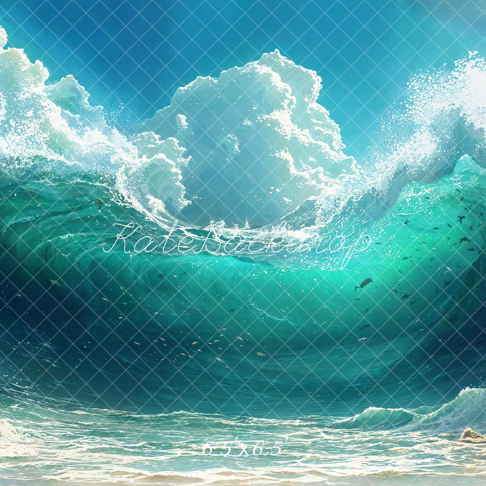 Kate Plage Océan Vague Tortue Été Toile de fond conçue par Emetselch - Kate Backdrop FR