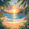 Kate Plage Coucher de soleil Fleurs Tropical Toile de fond conçue par Emetselch - Kate Backdrop FR
