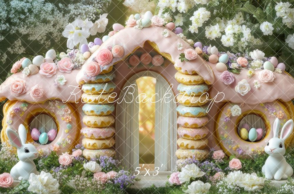 Kate Pâques Beignets sucrés Maison Extérieur Toile de fond conçue par Mini MakeBelieve - Kate Backdrop FR