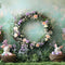 Kate Pâques Lapin Fleurs Mousse Vert Toile de fond conçue par Mini MakeBelieve - Kate Backdrop FR