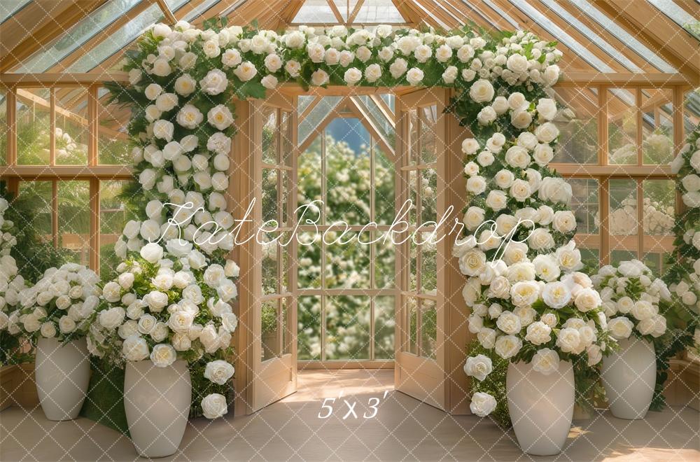 Kate Serre Naturel Bois Roses blanches Toile de fond conçue par Mini MakeBelieve - Kate Backdrop FR