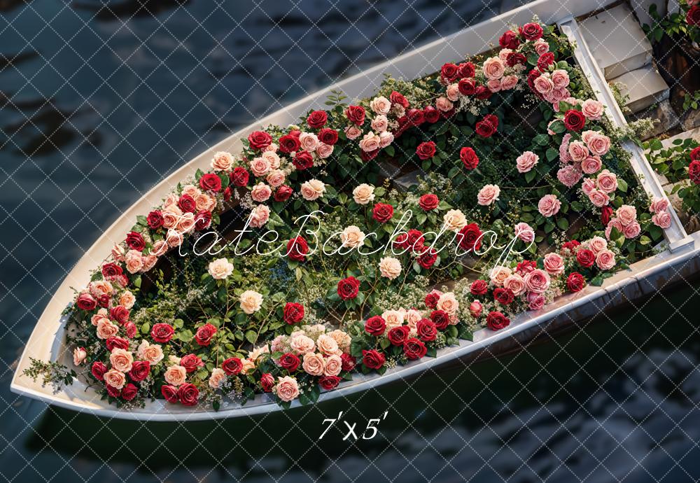 Kate Bateau Fleurs Roses Romantique Bébé Toile de fond conçue par Emetselch - Kate Backdrop FR