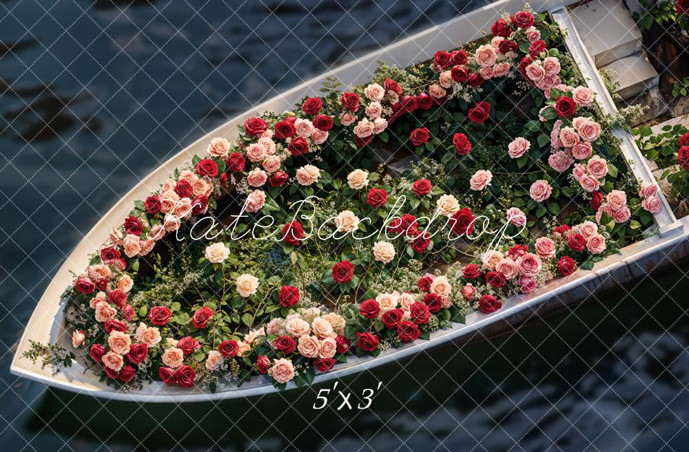 Kate Bateau Fleurs Roses Romantique Bébé Toile de fond conçue par Emetselch - Kate Backdrop FR