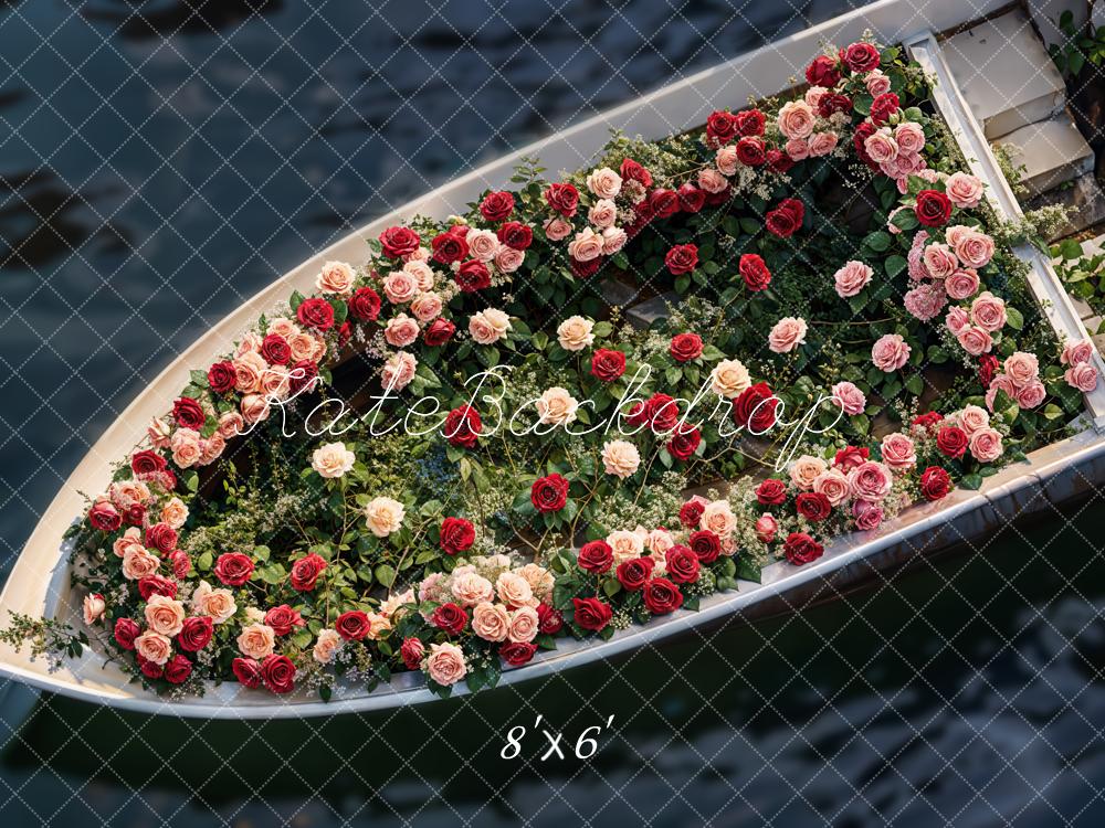 Kate Bateau Fleurs Roses Romantique Bébé Toile de fond conçue par Emetselch - Kate Backdrop FR