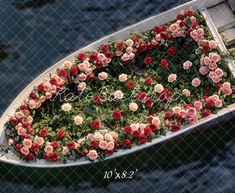 Kate Bateau Fleurs Roses Romantique Bébé Toile de fond conçue par Emetselch - Kate Backdrop FR