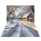 Kate Hiver Neige Village Arbres Toile de fond+Neige Route Traces de pneus Sol Toile de fond