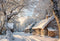 Kate Hiver Neige Village Arbres Toile de fond conçue par Emetselch - Kate Backdrop FR
