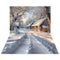 Kate Hiver Neige Village Arbres Toile de fond+Neige Route Traces de pneus Sol Toile de fond