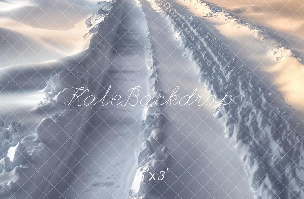 Kate Hiver Neige Route Traces de pneus Sol Toile de fond conçue par Emetselch - Kate Backdrop FR