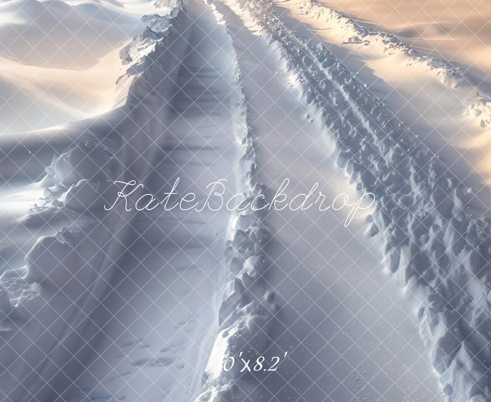 Kate Hiver Neige Route Traces de pneus Sol Toile de fond conçue par Emetselch - Kate Backdrop FR