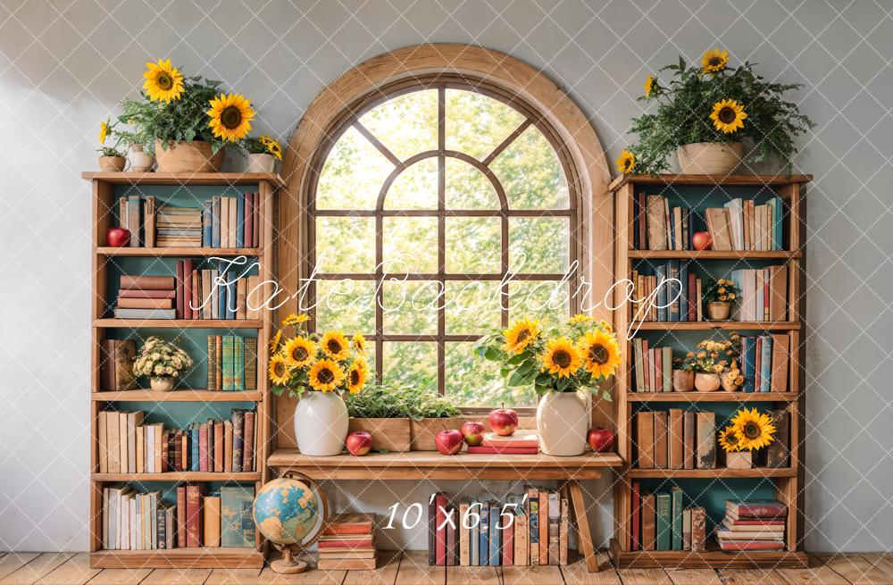 Kate Tournesol Bibliothèque Fenêtre Livres Toile de fond conçue par Emetselch - Kate Backdrop FR
