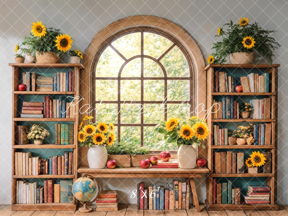 Kate Tournesol Bibliothèque Fenêtre Livres Toile de fond conçue par Emetselch - Kate Backdrop FR