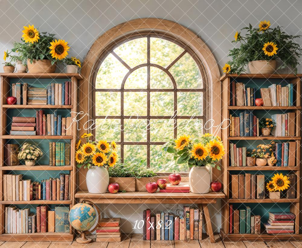 Kate Tournesol Bibliothèque Fenêtre Livres Toile de fond conçue par Emetselch - Kate Backdrop FR