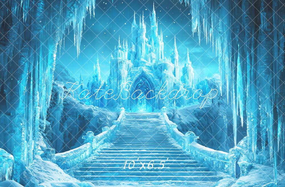 Kate Château Glace Escalier Hiver Fantaisie Toile de fond conçue par Emetselch - Kate Backdrop FR